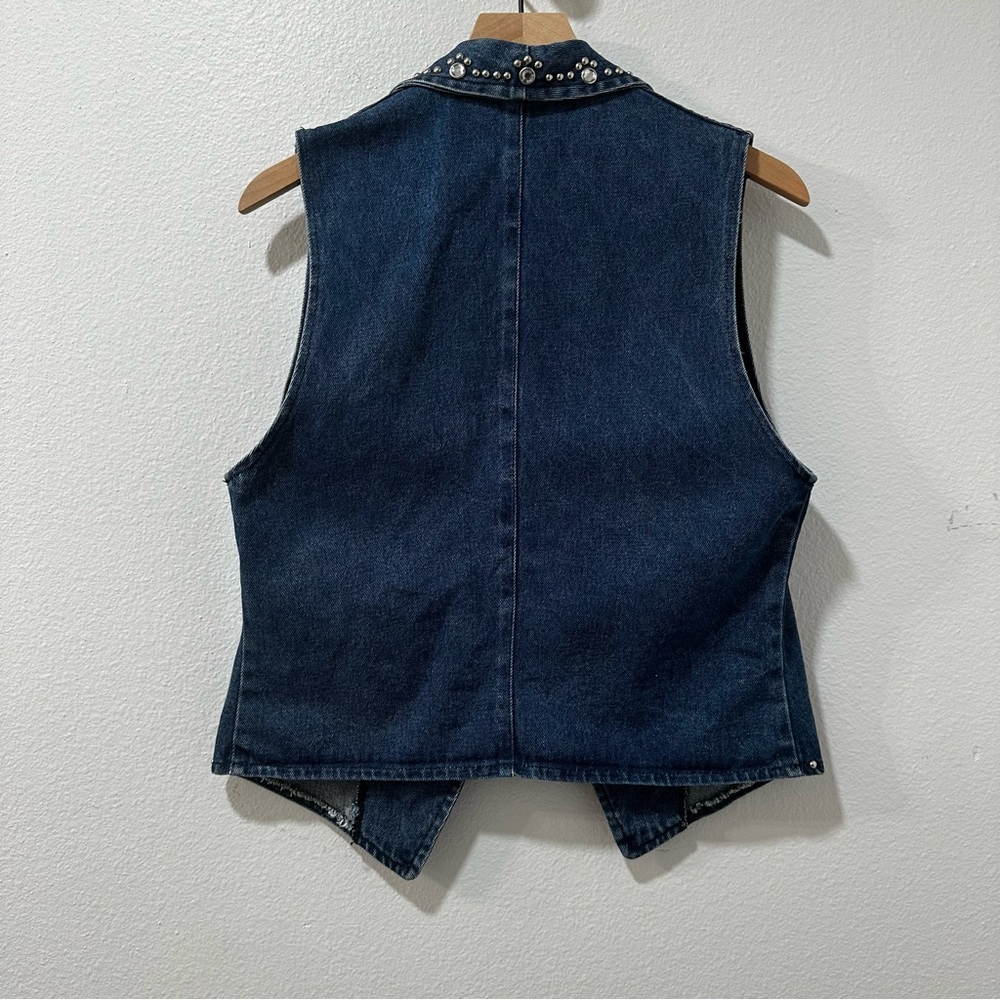 Apache Rhinestone Denim Blue Jean Vest S - Picture 4 of 5